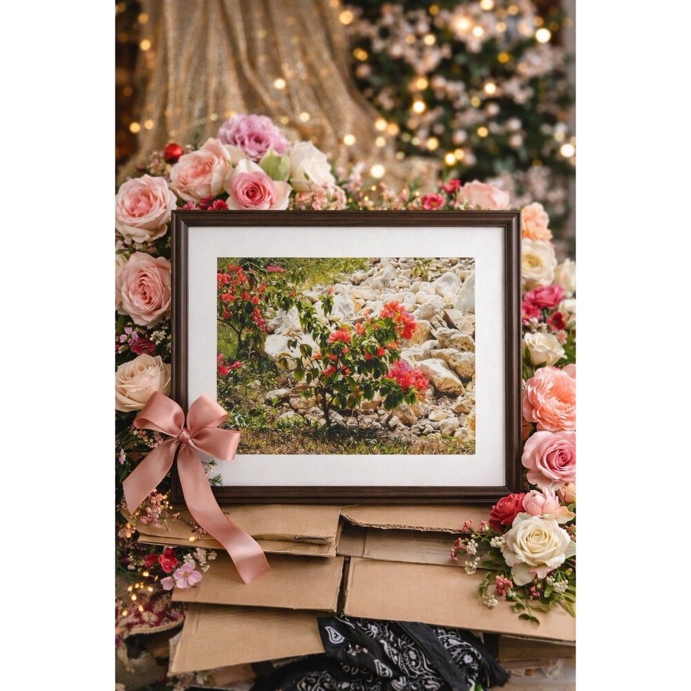 Bougainvillea Flower Art Print – Framed Wall Decor – Wood Frame 24x30”